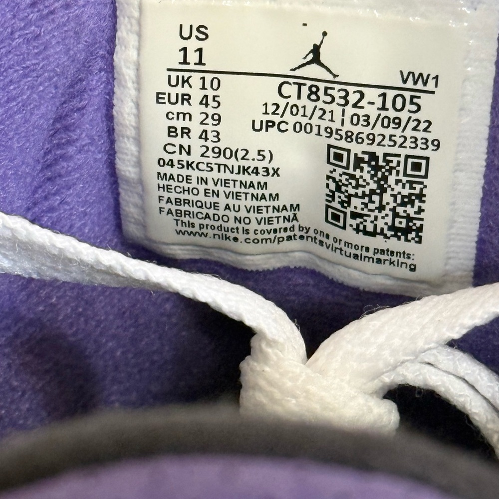 AUTHENTIC Jordan 3 Dark Iris size 11 CT8532-105 2022 PRE-OWNED - Picture 8 of 8